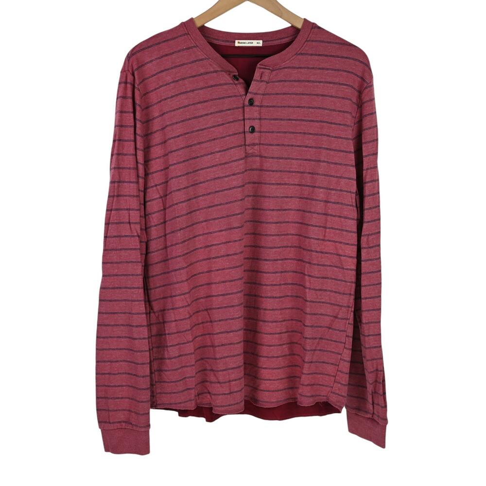 Marine Layer Double Knit Easy Stripe Henley, M/L - Picture 1 of 4